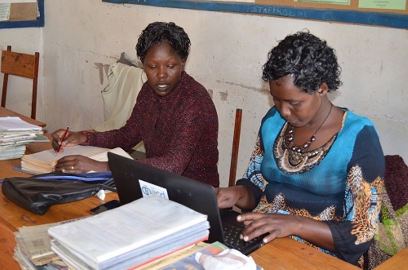 Chesta primary school teachers working in staff room