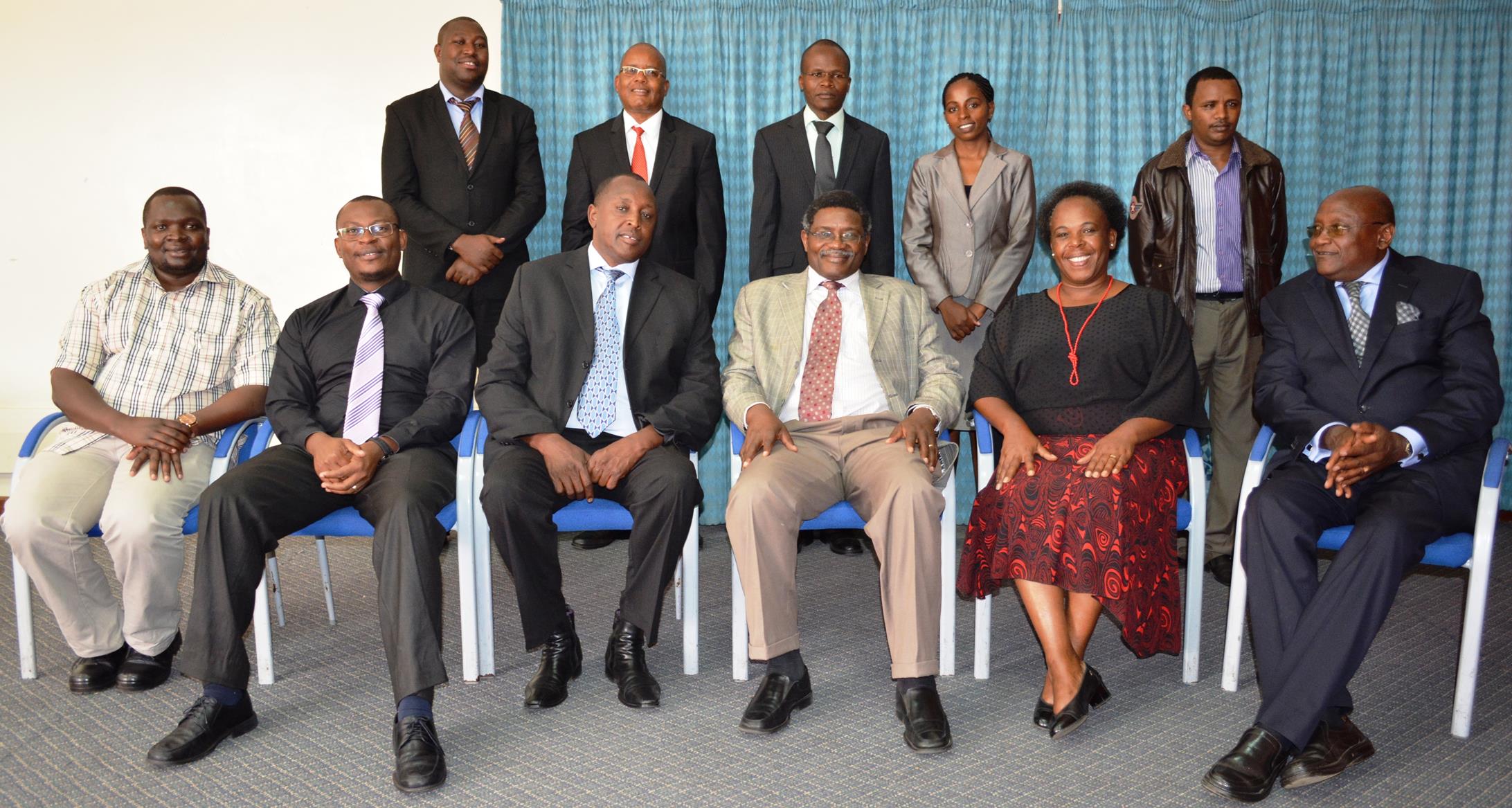 Rev. Canon Karanja and JRB members pose for a group photo with Jumuia resorts managers shortly after the board was inaugurated